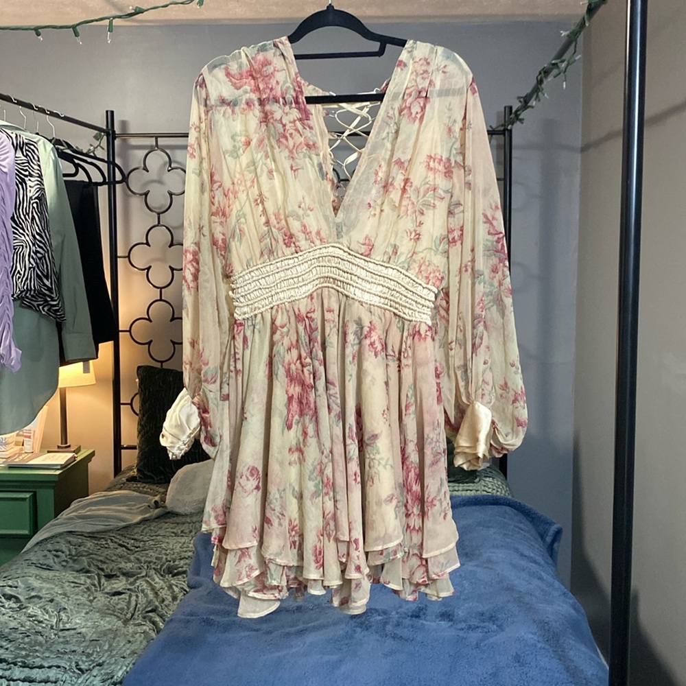 Romantic Mini Dress with corset tie back